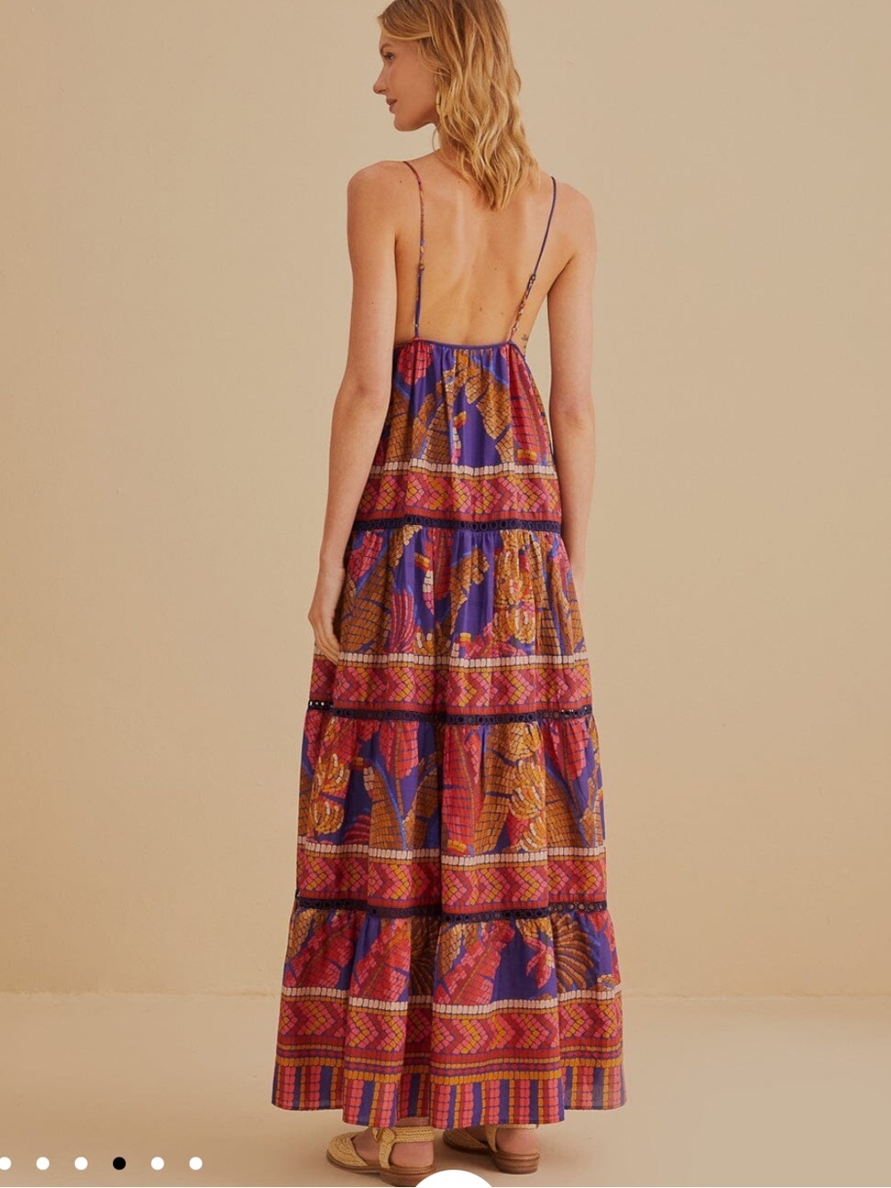 FARM RIO Blue Forest Mosaic Sleeveless Maxi Dress Small - Picture 16 of 16